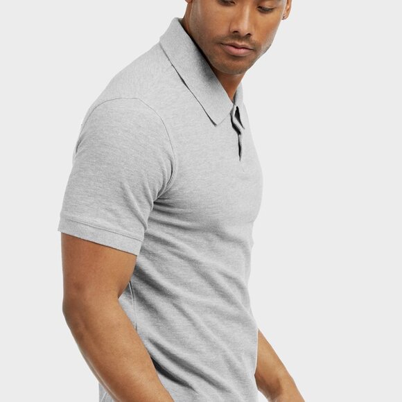 Knocker Men's Solid Short Sleeved 100% Cotton Polo Shirt in Heather Gray, LG - Picture 2 of 4